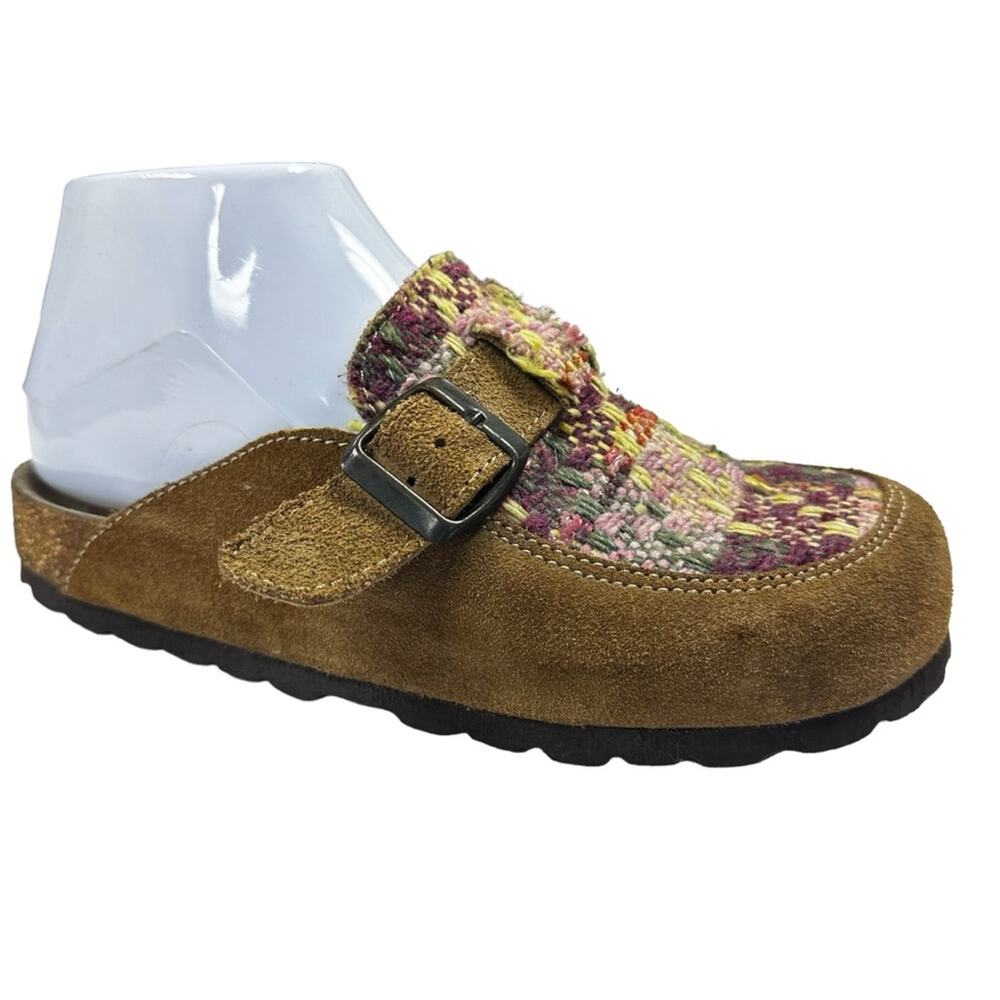 Bjorndal Clogs Womens 6 Leather Woven Knit Buckle Cork Slip On Mules